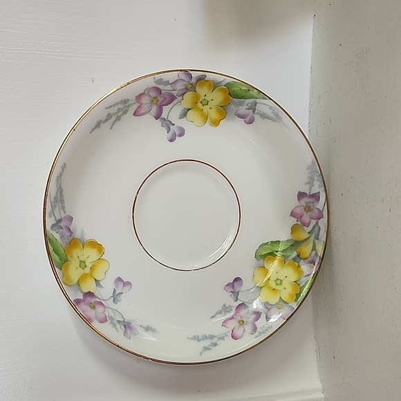 Vintage “Old Royal” Bone China Tea Cup & Saucer with Yellow Flower/Violets 1930 - Picture 2 of 7